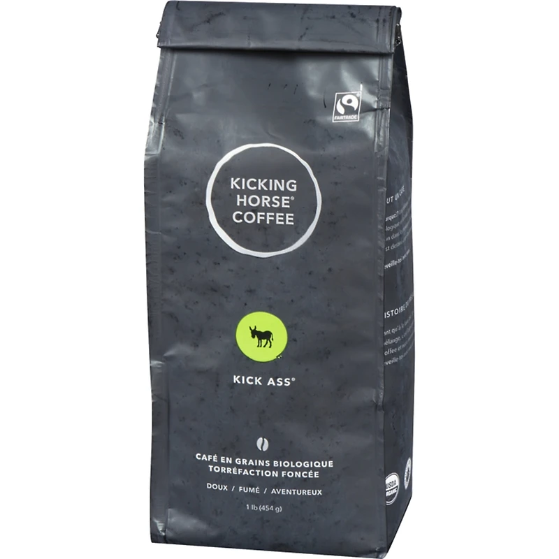 Organic Fairtrade Dark Roast Whole Bean Coffee, Kick Ass