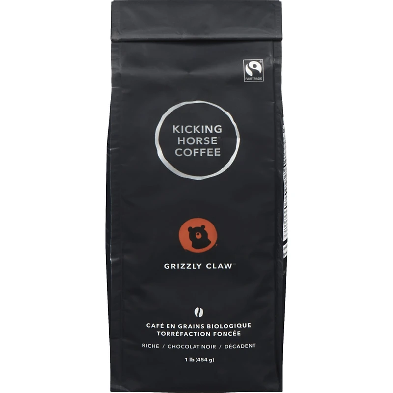 Organic Fairtrade Dark Roast Whole Bean Coffee, Grizzly Claw