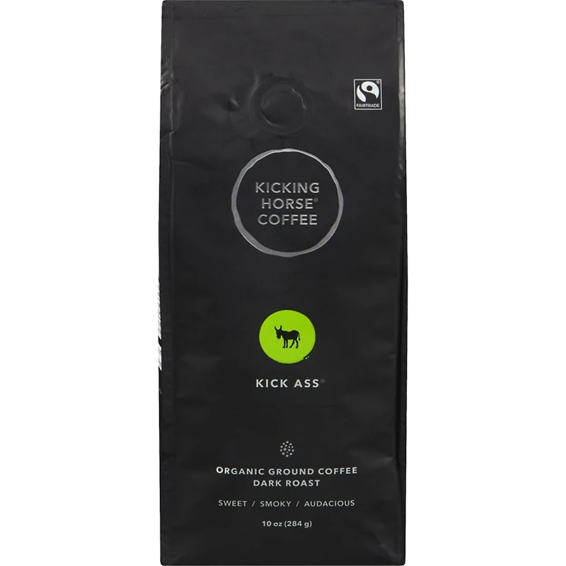 Organic Fairtrade Dark Roast Ground Coffee, Kick Ass