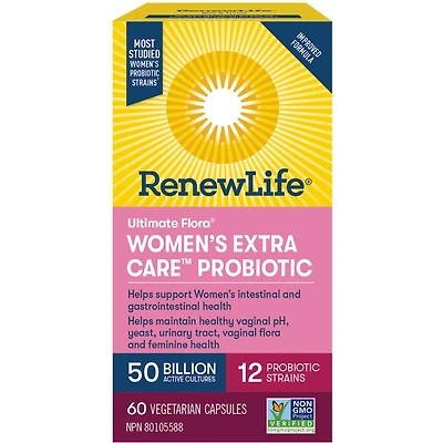 Flore suprême (MC) Probiotiques Exta Soin Pour Femmes, 50 Milliards de cultures actives, 60 CAPSULES VÉGÉTALES
