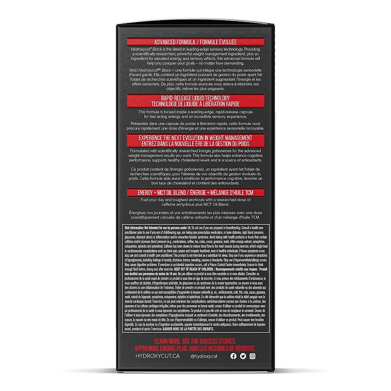 Capsules liquides à la technologie Thermogénique extrême Black d’Hydroxycut