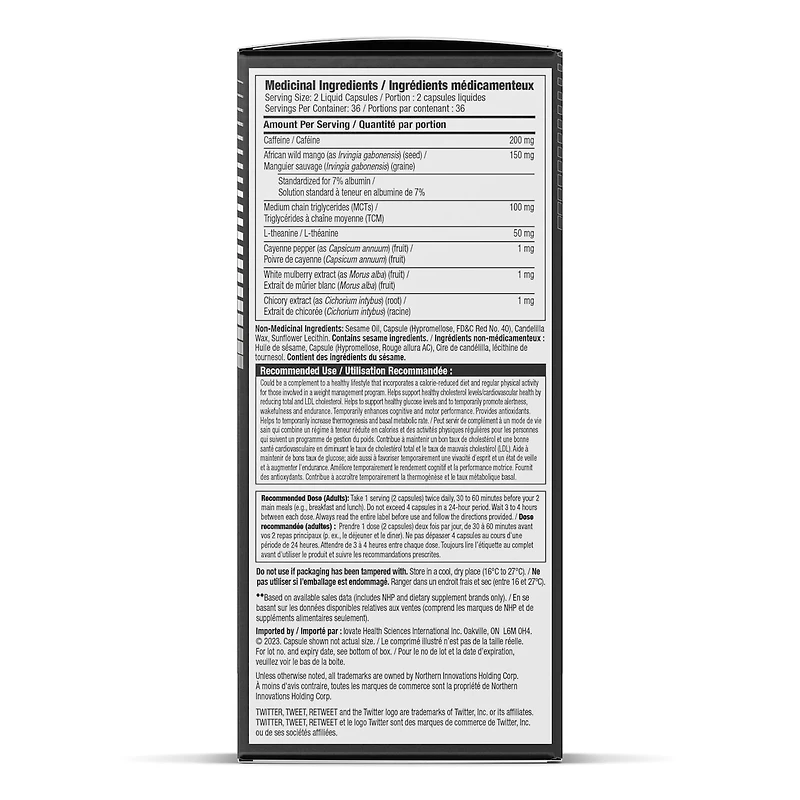 Capsules liquides à la technologie Thermogénique extrême Black d’Hydroxycut