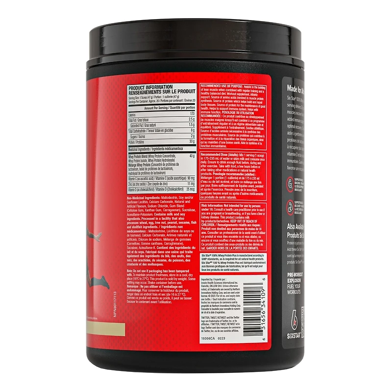 Poudre de protéine de lactosérum à la crème de vanille série Elite Plus de Six Star