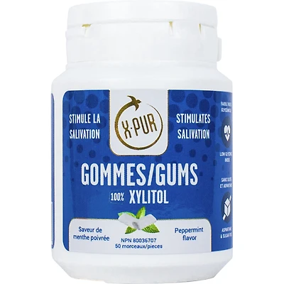 X-PUR Gommes 100 % Xylitol saveur de menthe