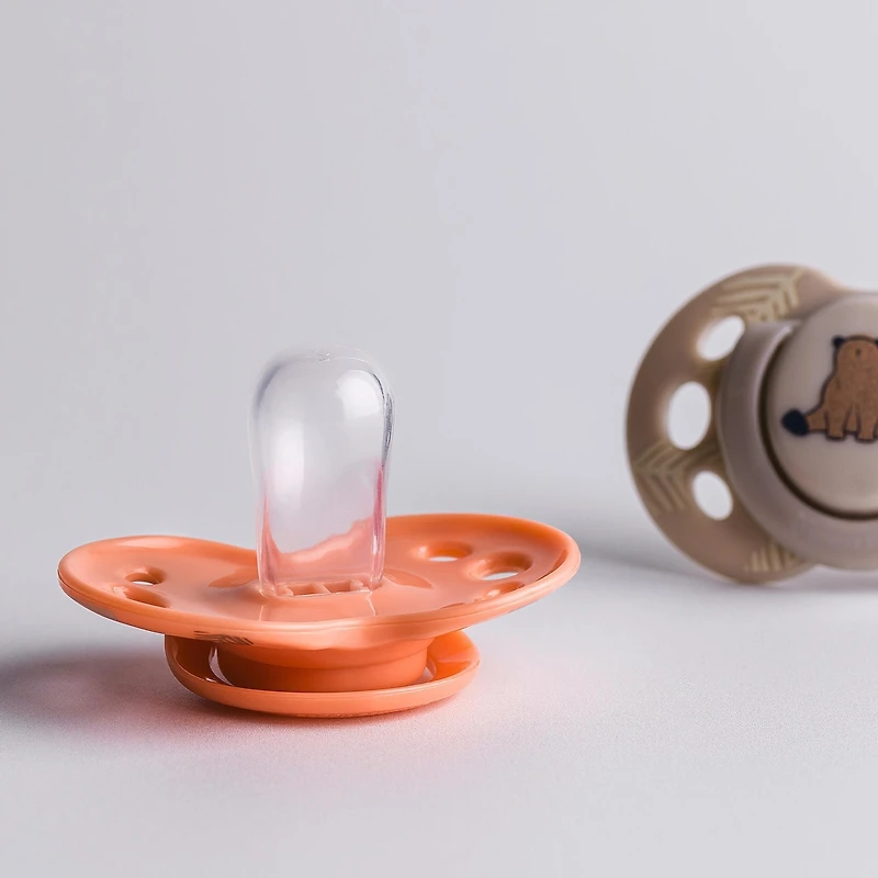 Fun Style Pacifier and Fun Style Night Glow in the Dark Pacifier, Symmetrical Design, BPA-Free, Includes Sterilizer Box, 18-36 months. Pack of 3 Pacifiers
