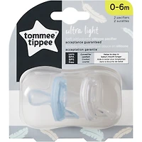 Sucette en silicone Ultra légère de Tommee Tippee - 0-6 mois, paquet de 2
