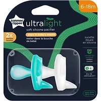 Ultra-light Pacifiers, 6-18 months,  2 pack of  one piece silicone, BPA free pacifiers