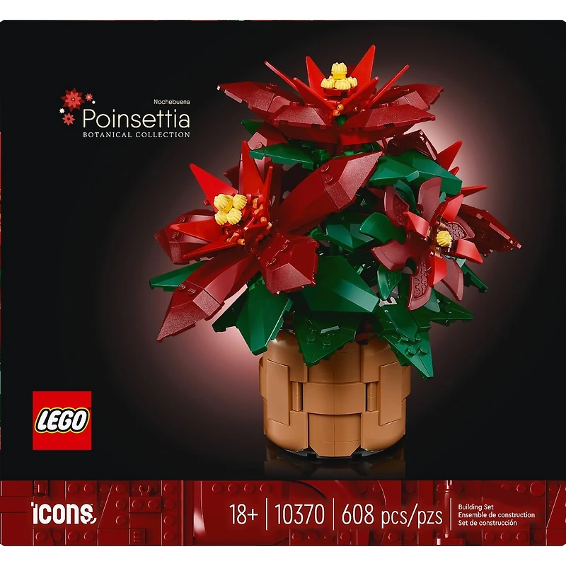 LEGO Icons Poinsettia Plant Building Set and Centerpiece Table Decoration 10370