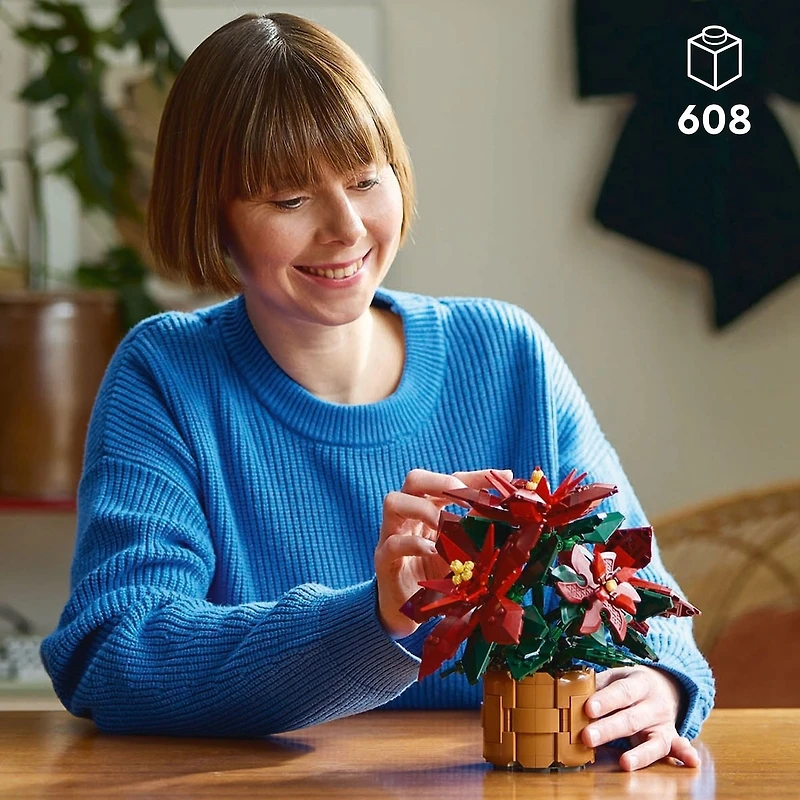 LEGO Icons Poinsettia Plant Building Set and Centerpiece Table Decoration 10370