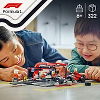 LEGO City L’Arrêt au Stand et les Mécaniciens de F1 avec la Voiture Ferrari, Jouet de Véhicule de Course 60443