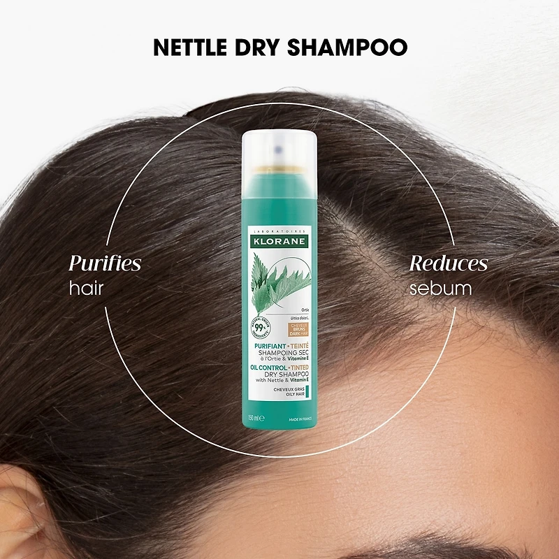 Oil Absorbing Dry Shampoo with Nettle - Tinted - Oily Dark Hair