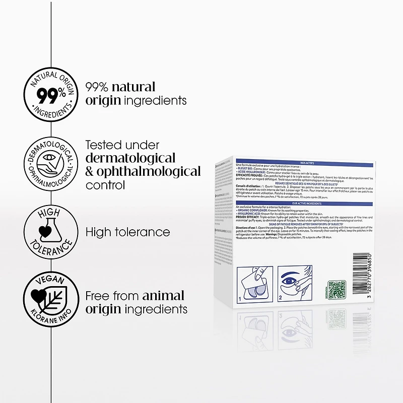 Patchs yeux lissants hydro-gel au Bleuet BIO