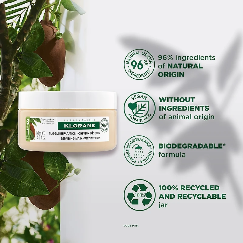 Masque 3-en-1 au Cupuaçu BIO - Réparation - Cheveux très secs