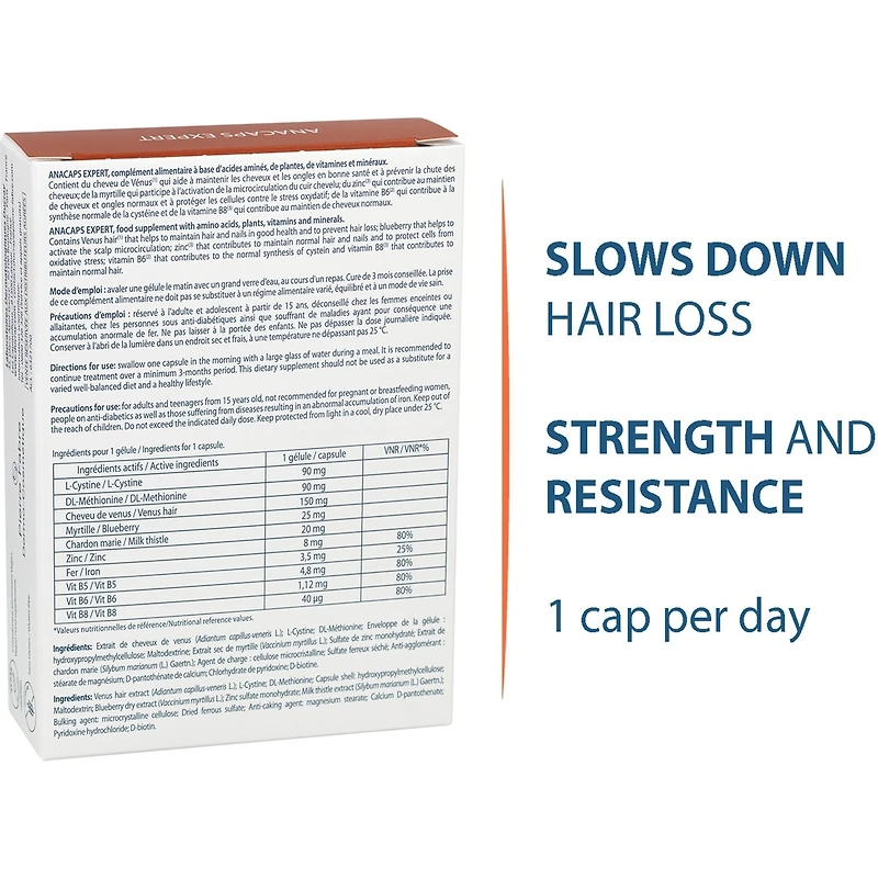 Anacaps Expert - Complément alimentaire - Chute de cheveux chronique