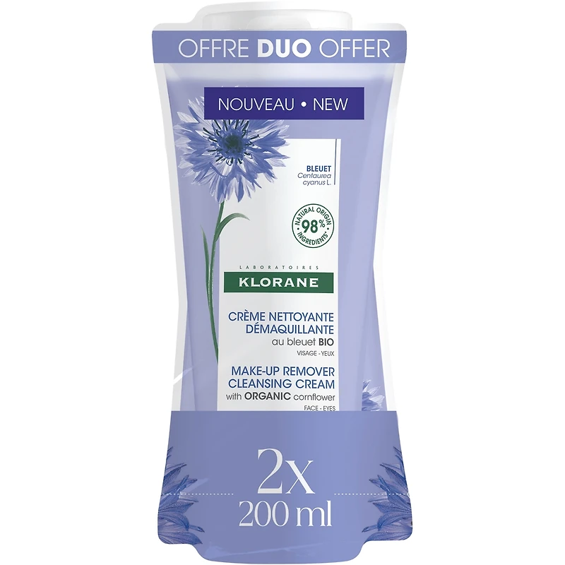 Duo Crème nettoyante démaquillante au Bleuet BIO