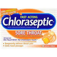 Chloraseptic Mal de Gorge avec centre liquide apaisant Pastilles Agrumes