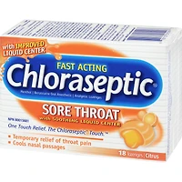 Chloraseptic Mal de Gorge avec centre liquide apaisant Pastilles Agrumes
