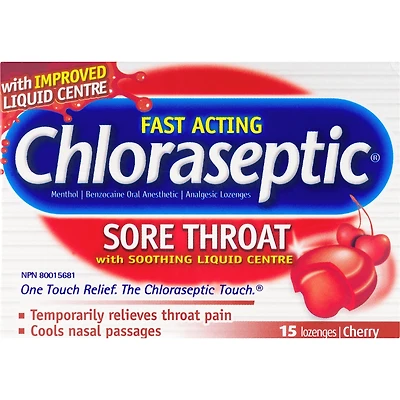 Chloraseptic Mal de Gorge avec centre liquide apaisant Pastilles Cerise