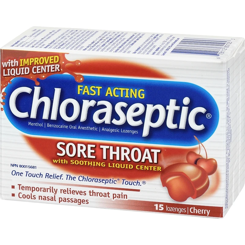 Chloraseptic Mal de Gorge avec centre liquide apaisant Pastilles Cerise