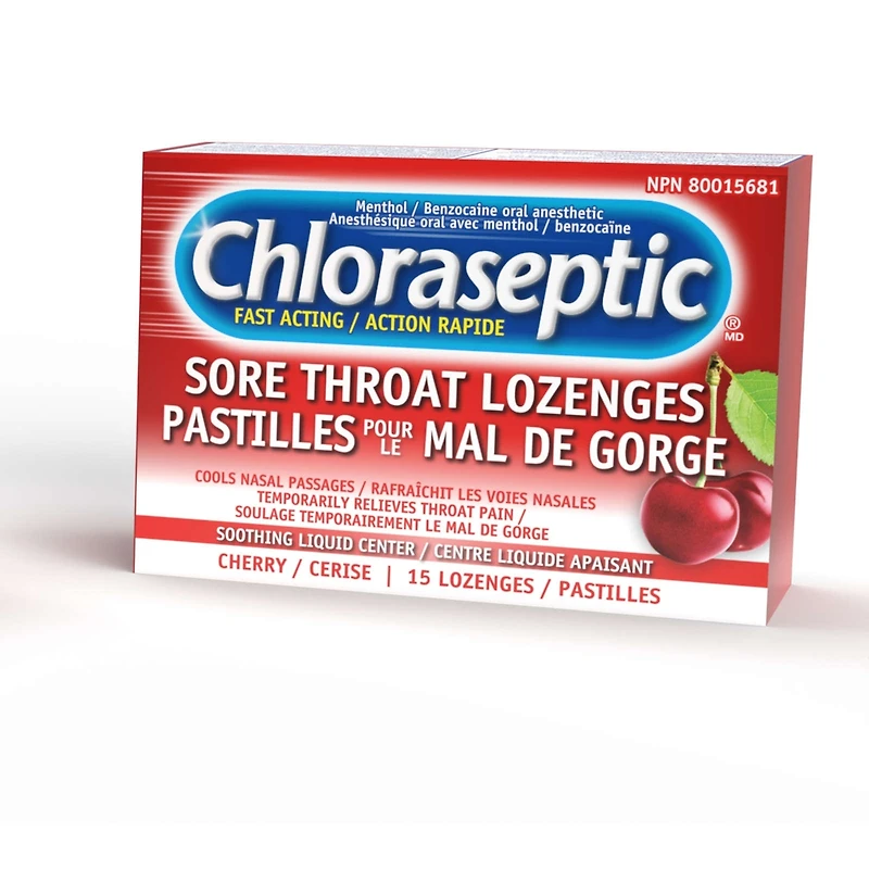 Chloraseptic Mal de Gorge avec centre liquide apaisant Pastilles Cerise
