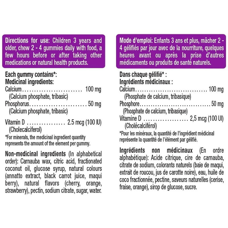 Suppléments gélifiés Calcium pour enfants