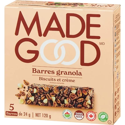 MadeGood Barres granola Biscuits et cr�me Bo�te de 5 barres