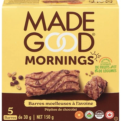 MadeGood Barres moelleauses � l'avoine P�pites de chocolat Bo�te de 5 barres