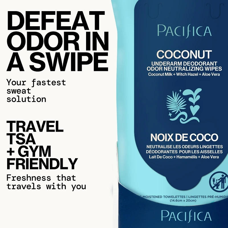 Coconut Milk & Essential Oils Underarm Deodorant Wipes