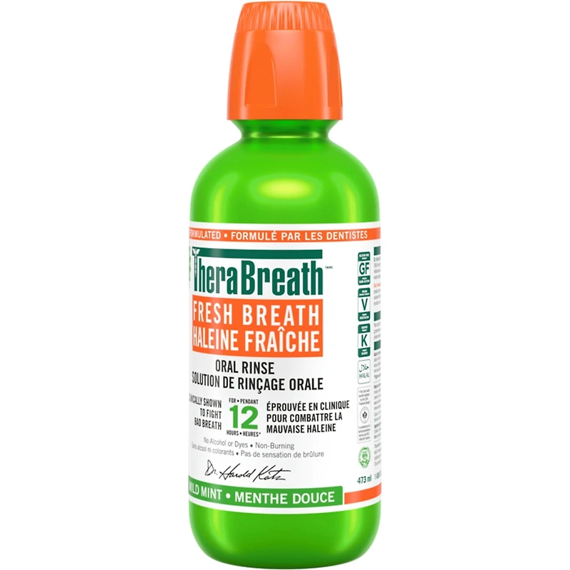 TheraBreath Solution de rinçage orale haleine fraîche menthe douce 473mL