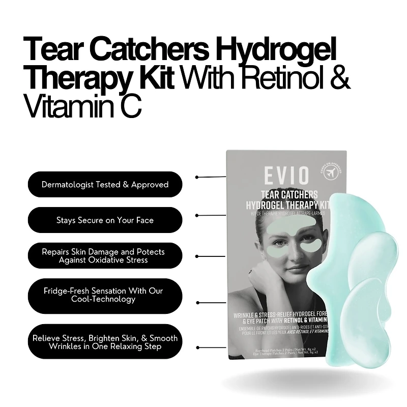 Tear Catchers Hydrogel Wrinkle & Stress-Relief Forehead & Eye Therapy Kit with Retinol & Vitamin C (x2 sets)