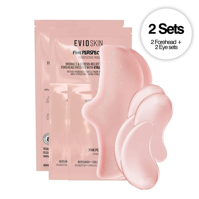 Pink Perspective Hydrogel Wrinkle & Stress-Relief Forehead & Eye Therapy Kit with Hyaluronic Acid (x2 sets)