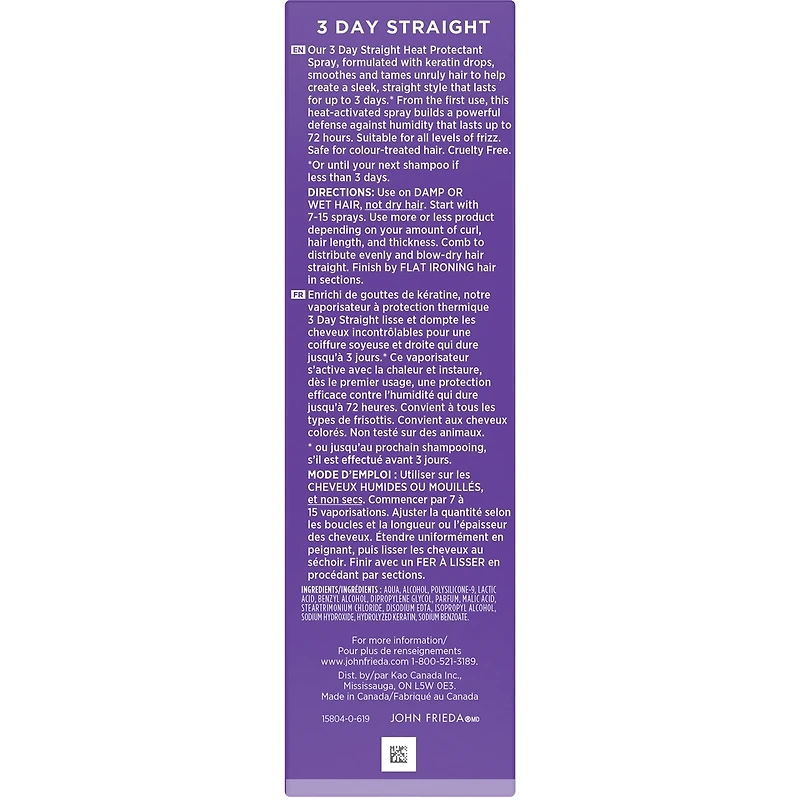Vaporisateur pour fer à lisser Frizz Ease 3-Day Straight