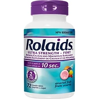 Antiacide Rolaids ultra fort, saveur de fruits, soulagement rapide des brûlures d’estomac, 72comprimés