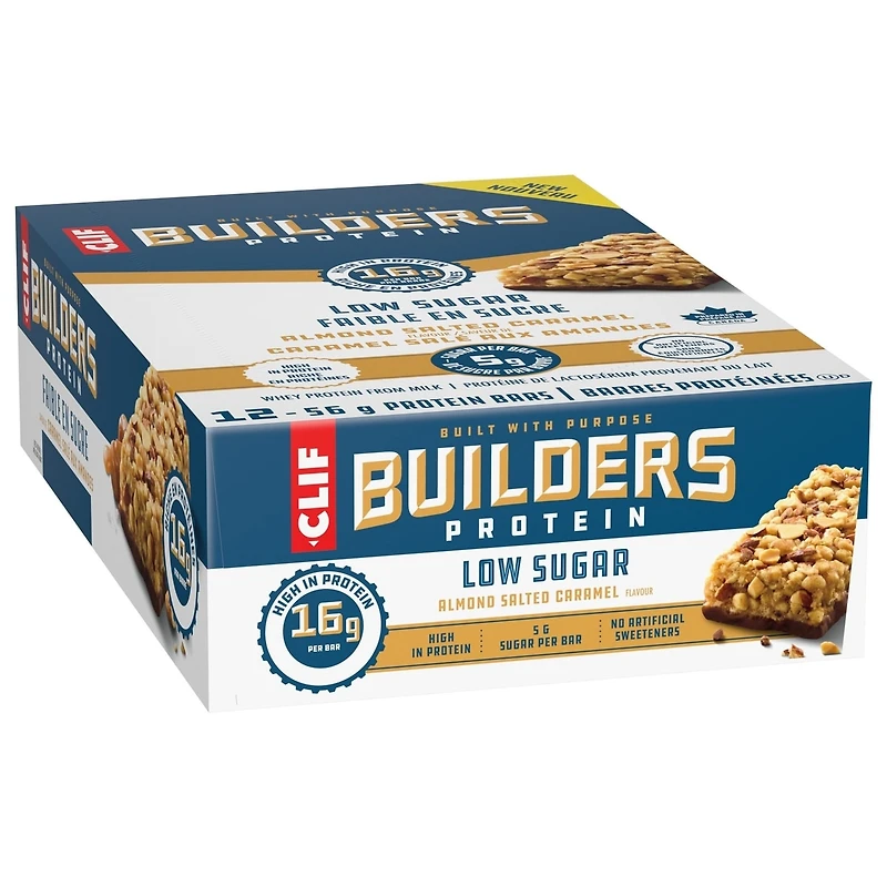 Clif Builders Faible En Sucre Caramel Salé Aux Amandes 12x56g