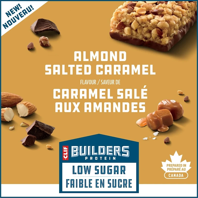 Clif Builders Faible En Sucre Caramel Salé Aux Amandes 12x56g