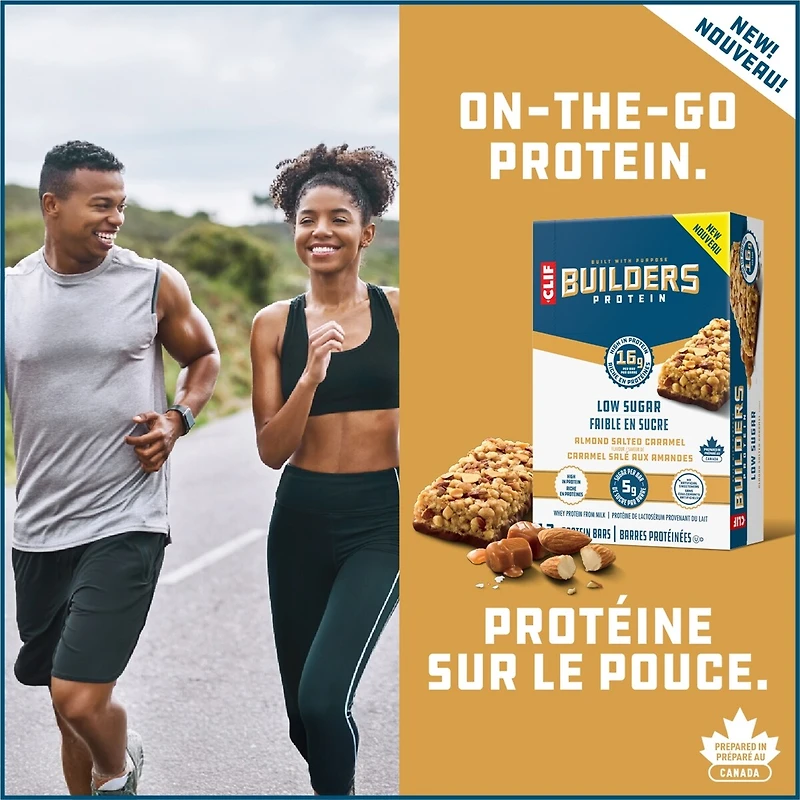 Clif Builders Faible En Sucre Caramel Salé Aux Amandes 12x56g