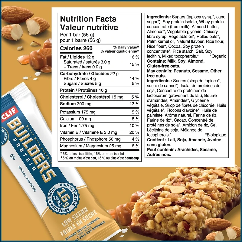 Clif Builders Low Sugar Almond Salted Caramel 12x56g