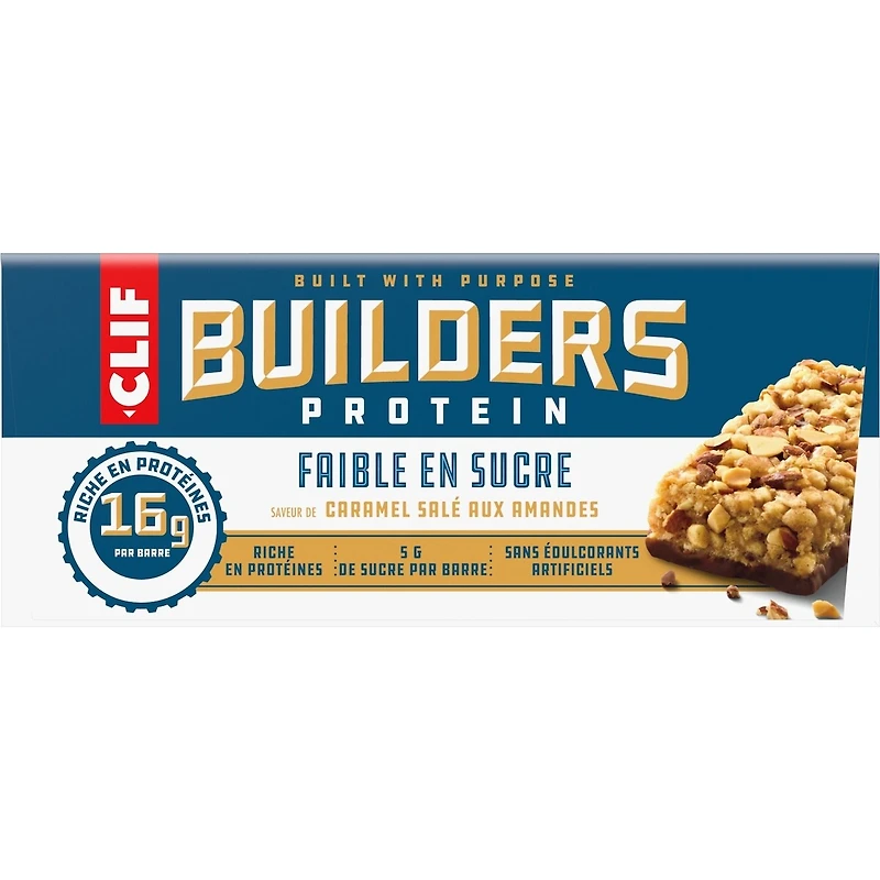 Clif Builders Faible En Sucre Caramel Salé Aux Amandes 12x56g