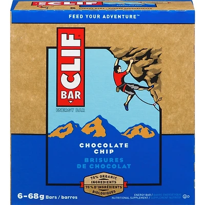 CLIF BAR - Energy Bars - Chocolate Chip - (68 Gram Protein Bars, 6 Count)