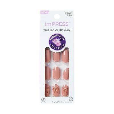 Impress Nails - Close To You, Pink And Gold, Oval, Short, 30 Ct