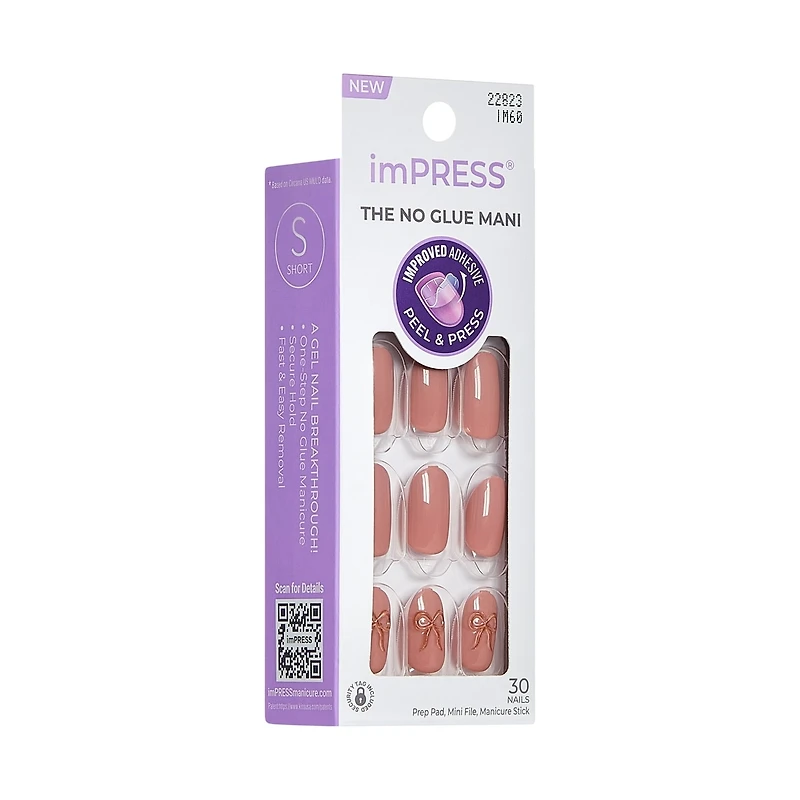 Impress Nails - Close To You, Pink And Gold, Oval, Short, 30 Ct