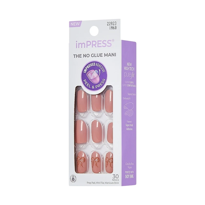 Impress Nails - Close To You, Pink And Gold, Oval, Short, 30 Ct