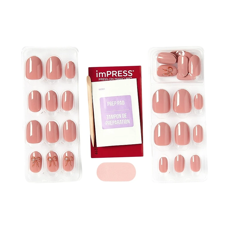 Impress Nails - Close To You, Pink And Gold, Oval, Short, 30 Ct