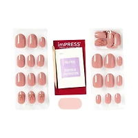 Impress Nails - Close To You, Pink And Gold, Oval, Short, 30 Ct