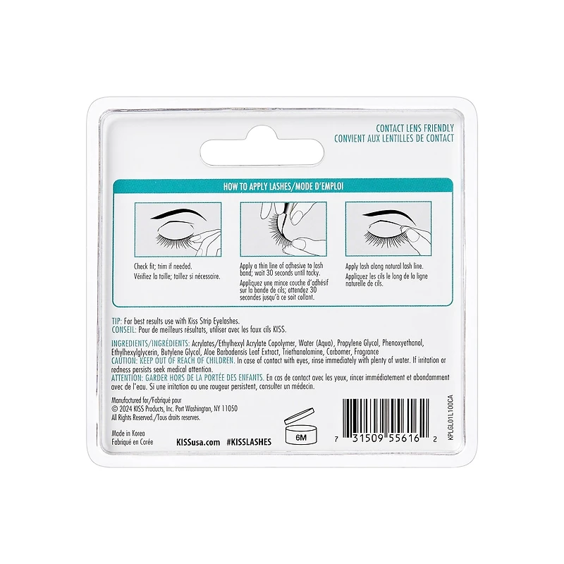 Colle à Cils en Bande KISS 24 h - Transparente