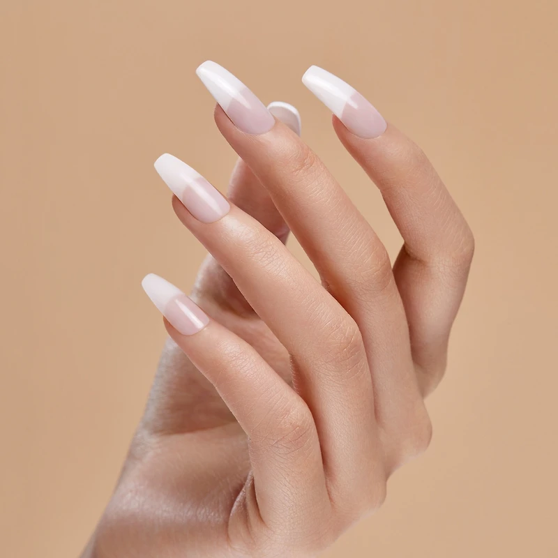 Kiss Salon Acrylic - French Nude Leilani - Fake Nails, 28 Count, Medium
