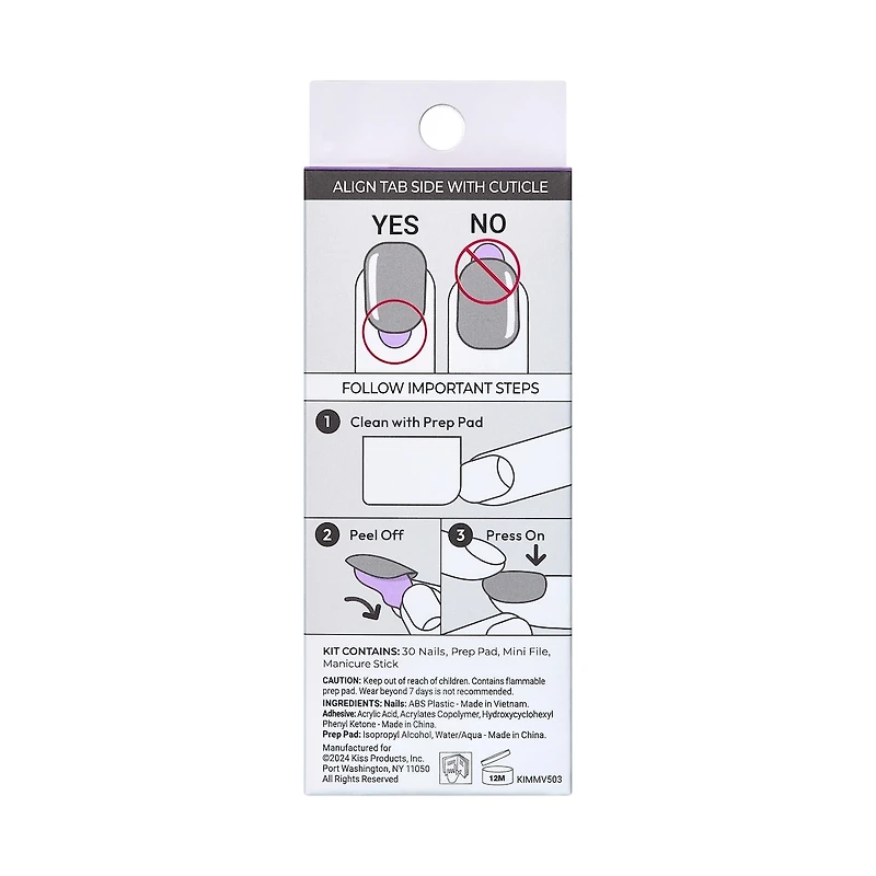 Impress Press- On, Fake Nails, Slip Dress, Silver, Oval, Short, 30 Count