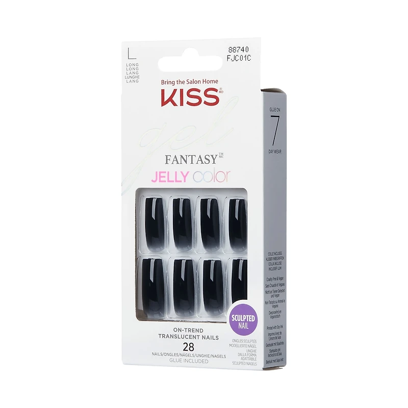 Kiss Gel Fantasy - Jelly Gellee Fake Nails, 28 Count, Long