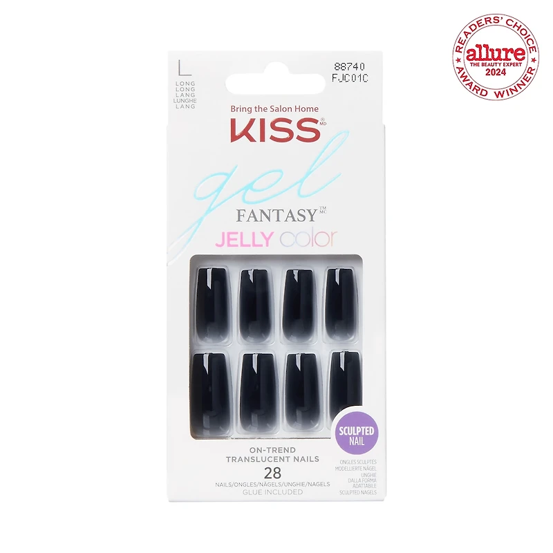 Kiss Gel Fantasy - Jelly Gellee Fake Nails, 28 Count, Long