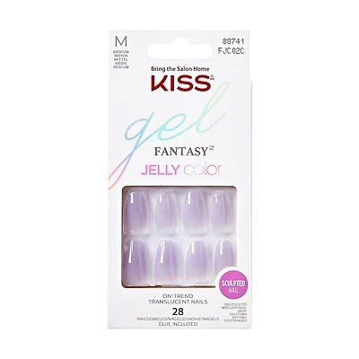 Kiss Gel Fantasy - Jelly Gellee Fake Nails, 28 Count, Long